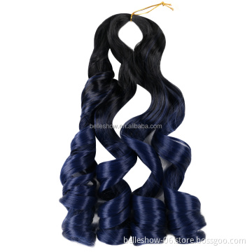 Hot sell  Synthetic deep hair bulk crochet curl  braids 150g spiral curly hair ombre color ocean wave
